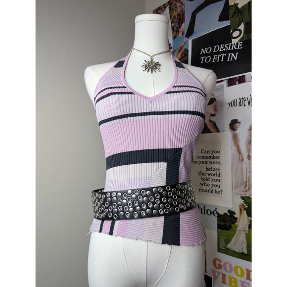 Y2K Striped Euro Halter - Picture 1 of 5